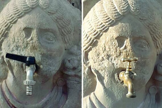 Altro smacco a Pompei, rubinetto incastrato in fontana di duemila anni fa: la foto choc