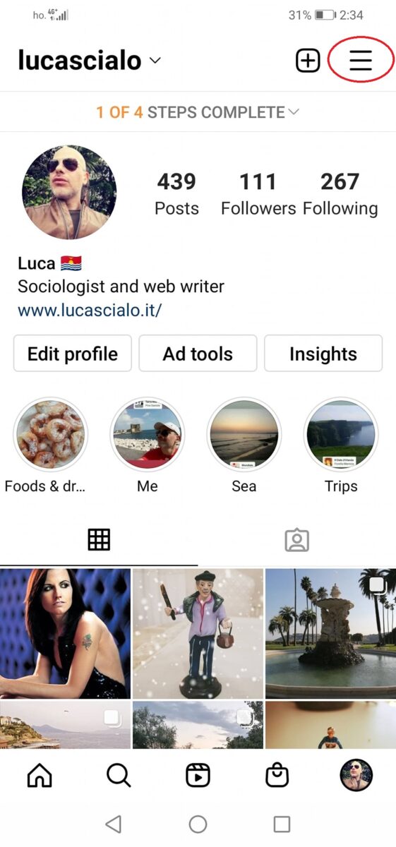 come creare profilo professionale su app Instagram
