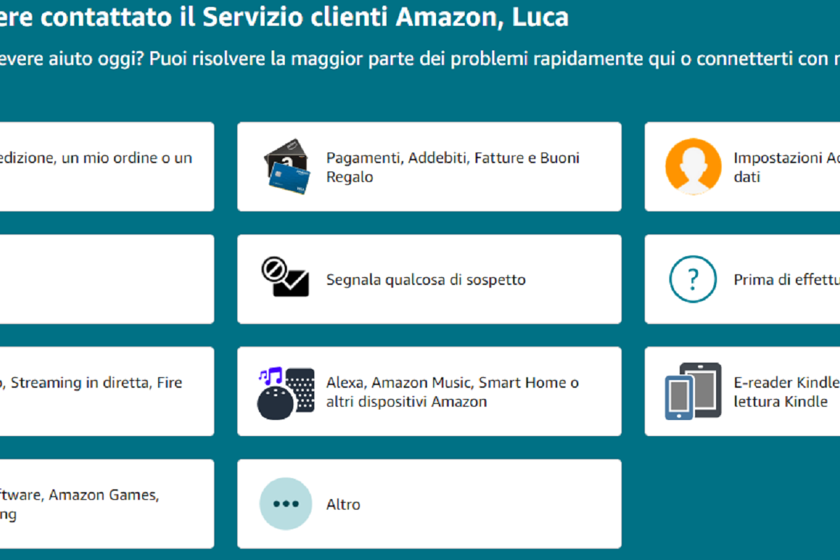 Amazon: come contattare assistenza clienti