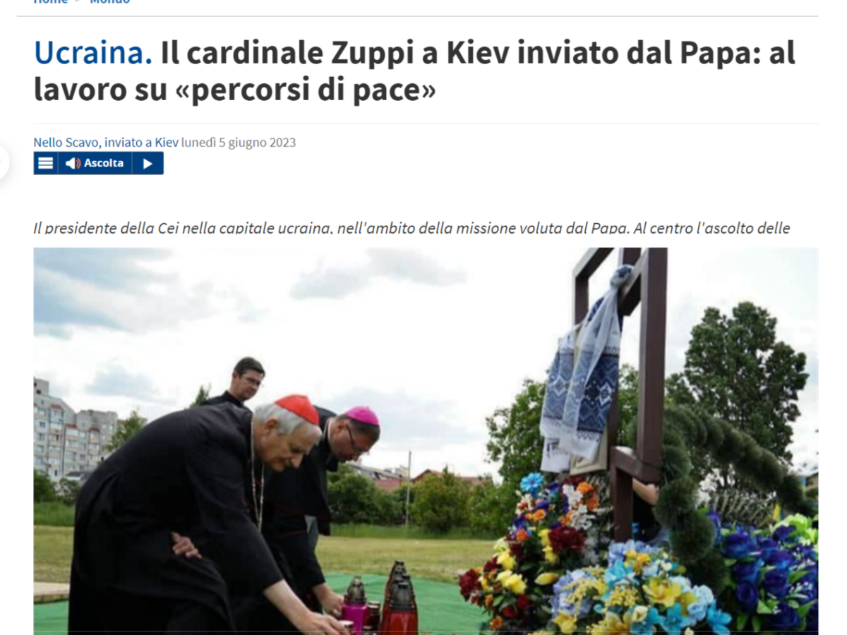 Cardinal Zuppi in Ucraina: ma Zelensky aveva già liquidato Papa