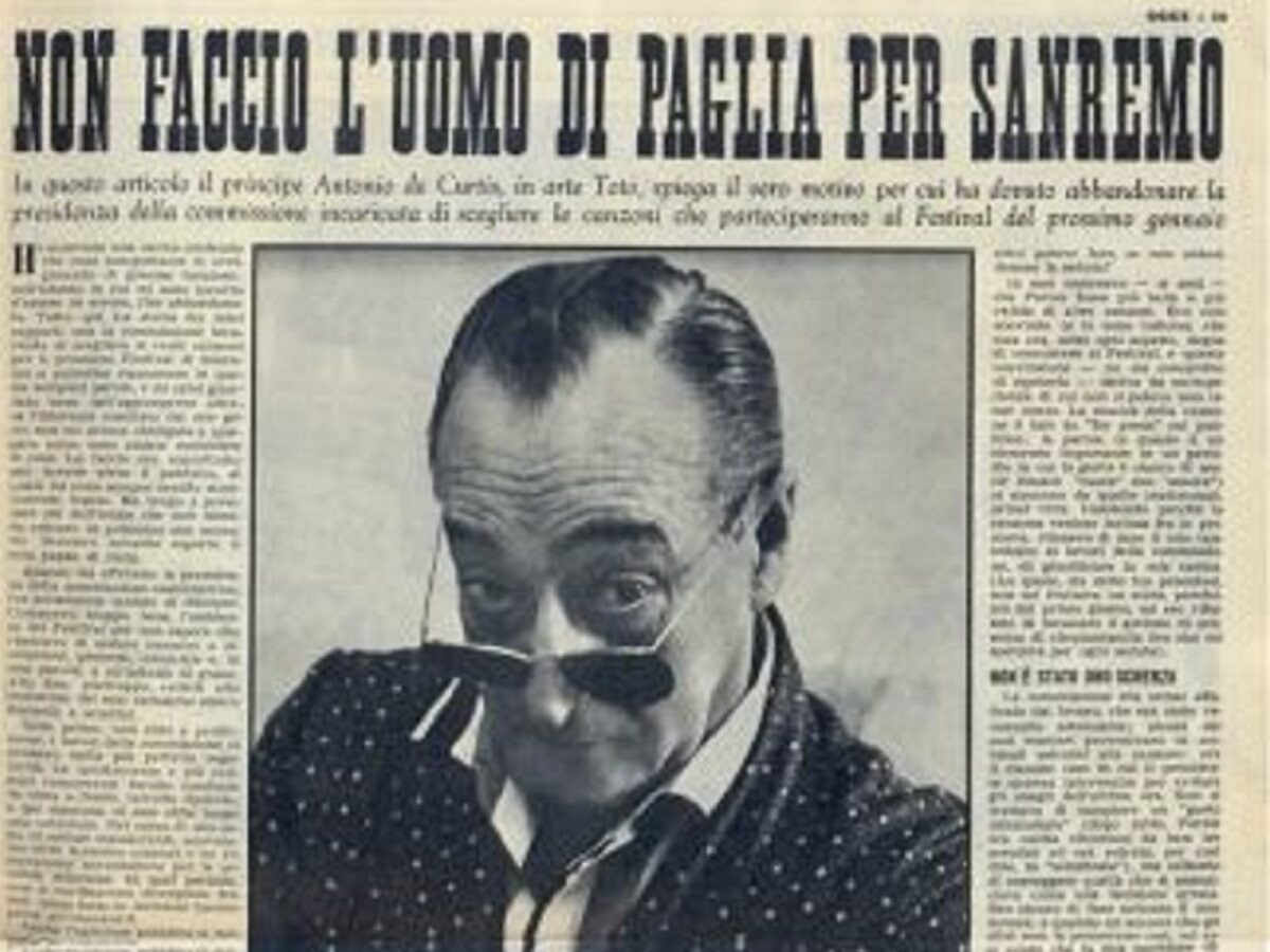 Sanremo, quando Totò si dimise da presidente in polemica con la Giuria