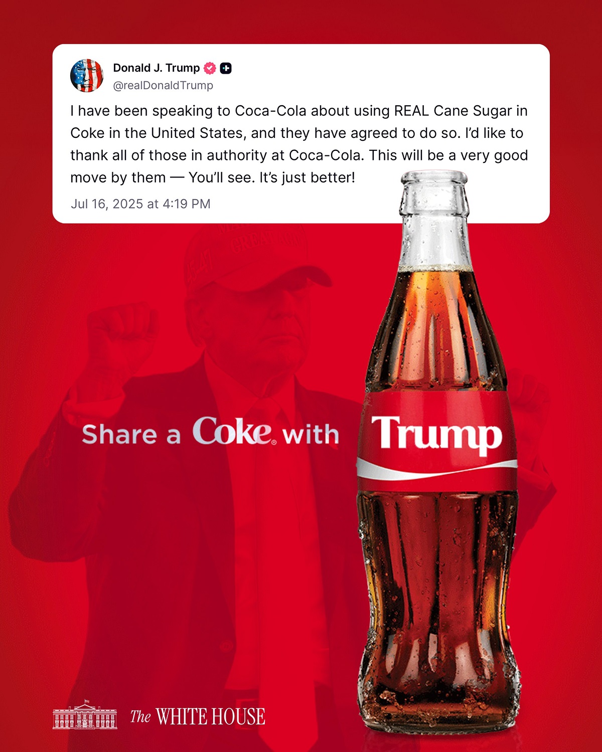 Trump cambia anche la Coca Cola: addio a uno storico ingrediente Trump cambia anche la Coca Cola: addio a uno storico ingrediente