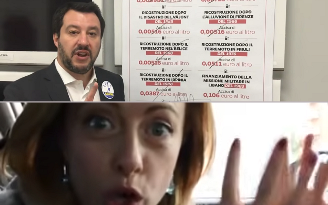 salvini meloni accise benzina video